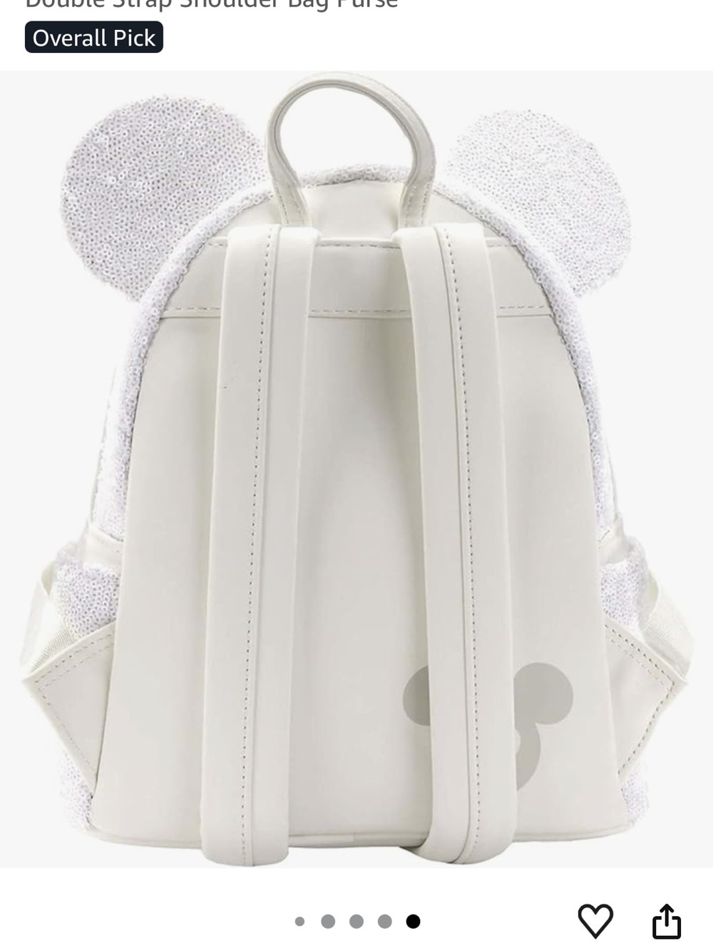 Loungefly White Sequin Mini Backpack with Bow Accent - Picture 3 of 4